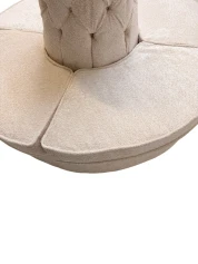 Hollywood Regency Round Banquet Settee Tufted Lobby Sofa in Bouclé, 1980s